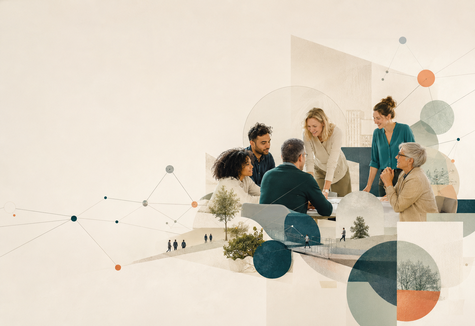 Professionals die samenwerken in een verbonden publiek netwerk